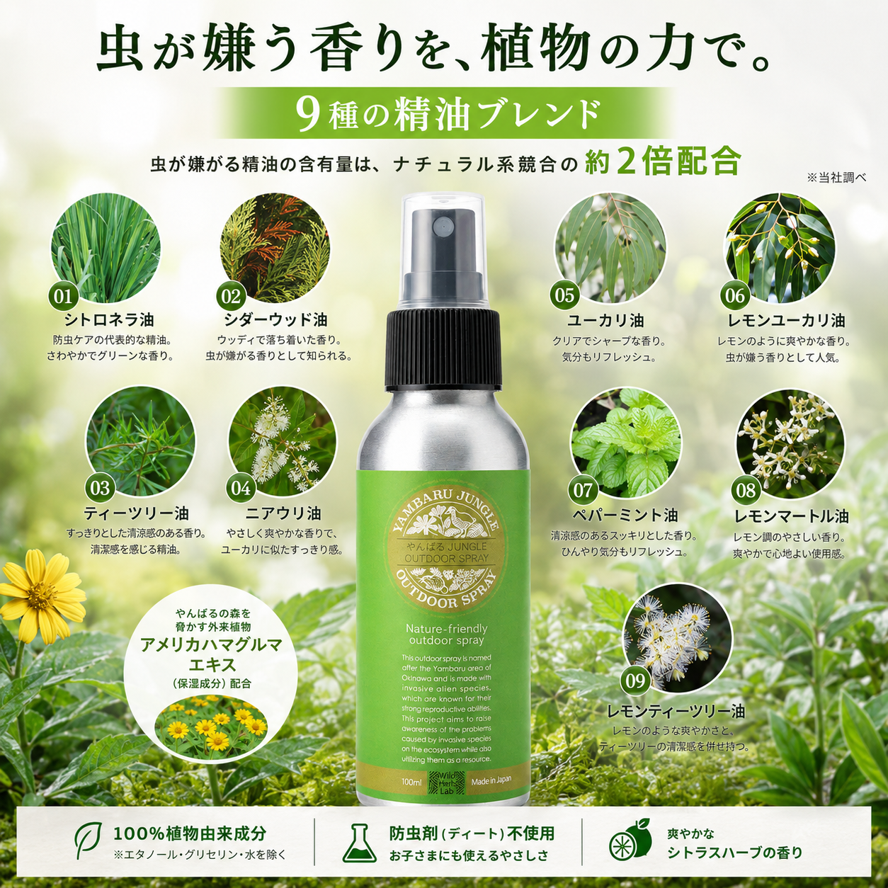 やんばるJUNGLE OUTDOOR SPRAY【 虫・蚊よけ対策 】 お得な詰め替えセット